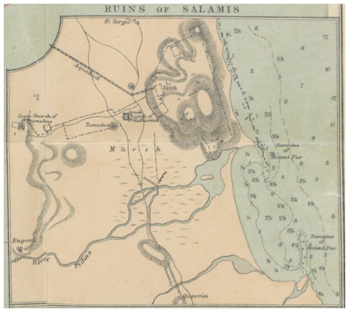 Plan historique des ruines de Salamine de Chypre daté de 1878.